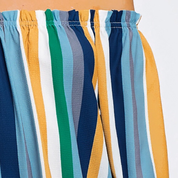 Multicolor Stripped Off-Shoulder Blouse - Picture 5 of 5